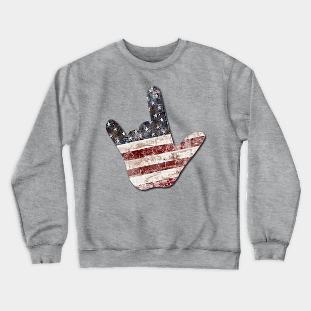 ILY - American Flag Crewneck Sweatshirt by MonarchGraphics